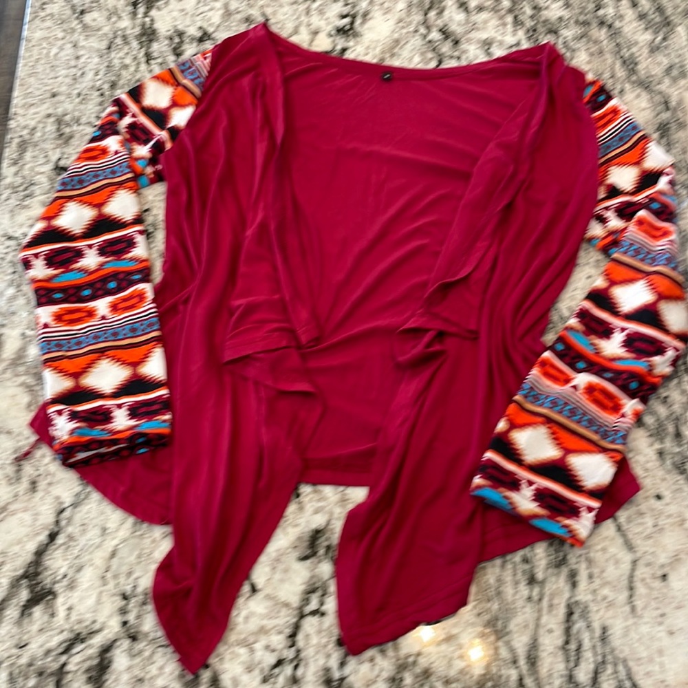 Maroon Western Boutique Aztec Cardigan